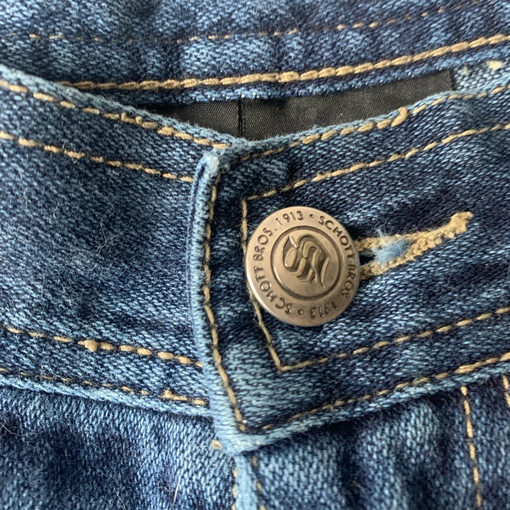 Y2K Schott Bros NYC Men's Denim Jeans Stiched Logo Streetwear Baggy Size: 34 - Picture 9 of 11